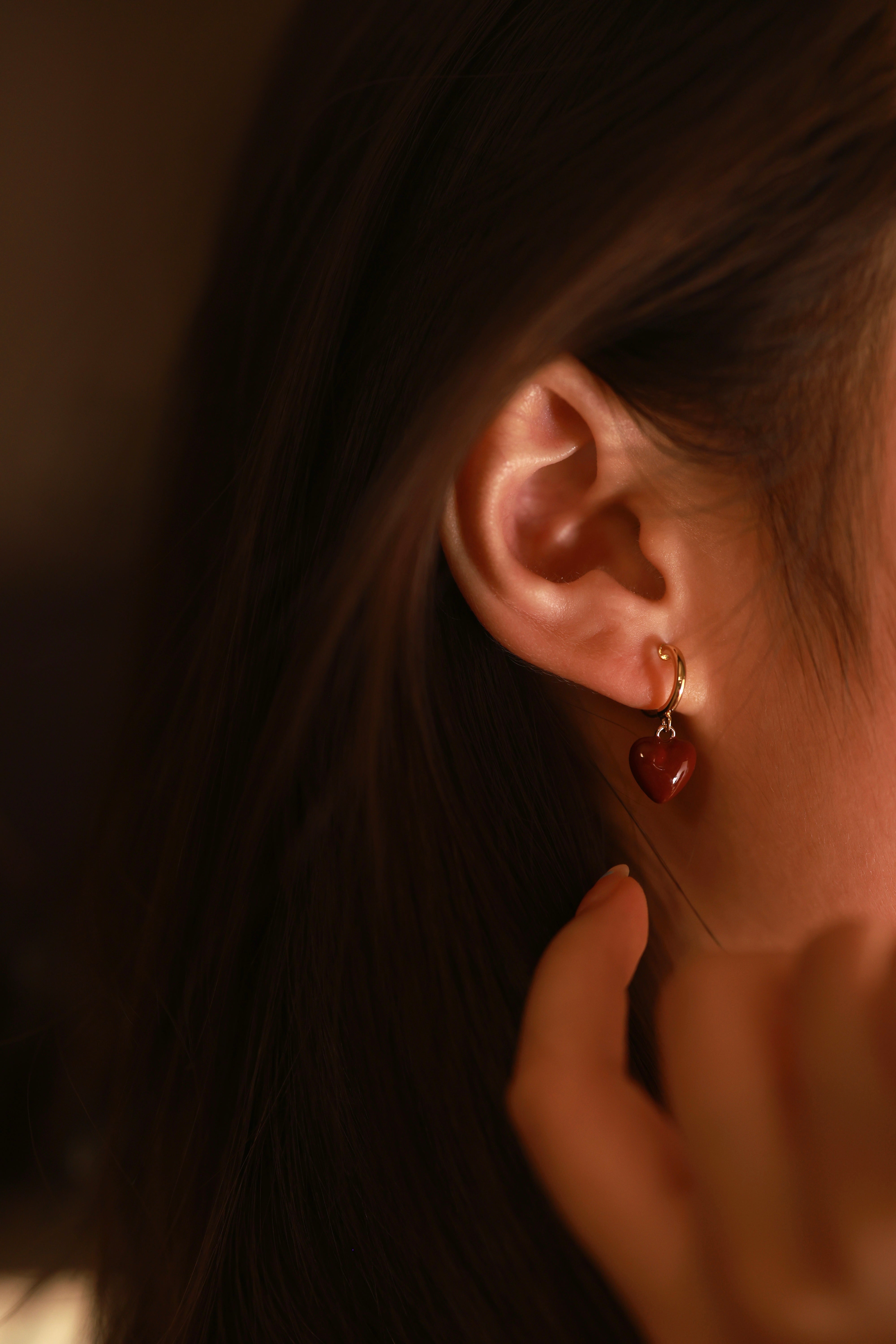 Red Whisper Heart Hoops — image 3